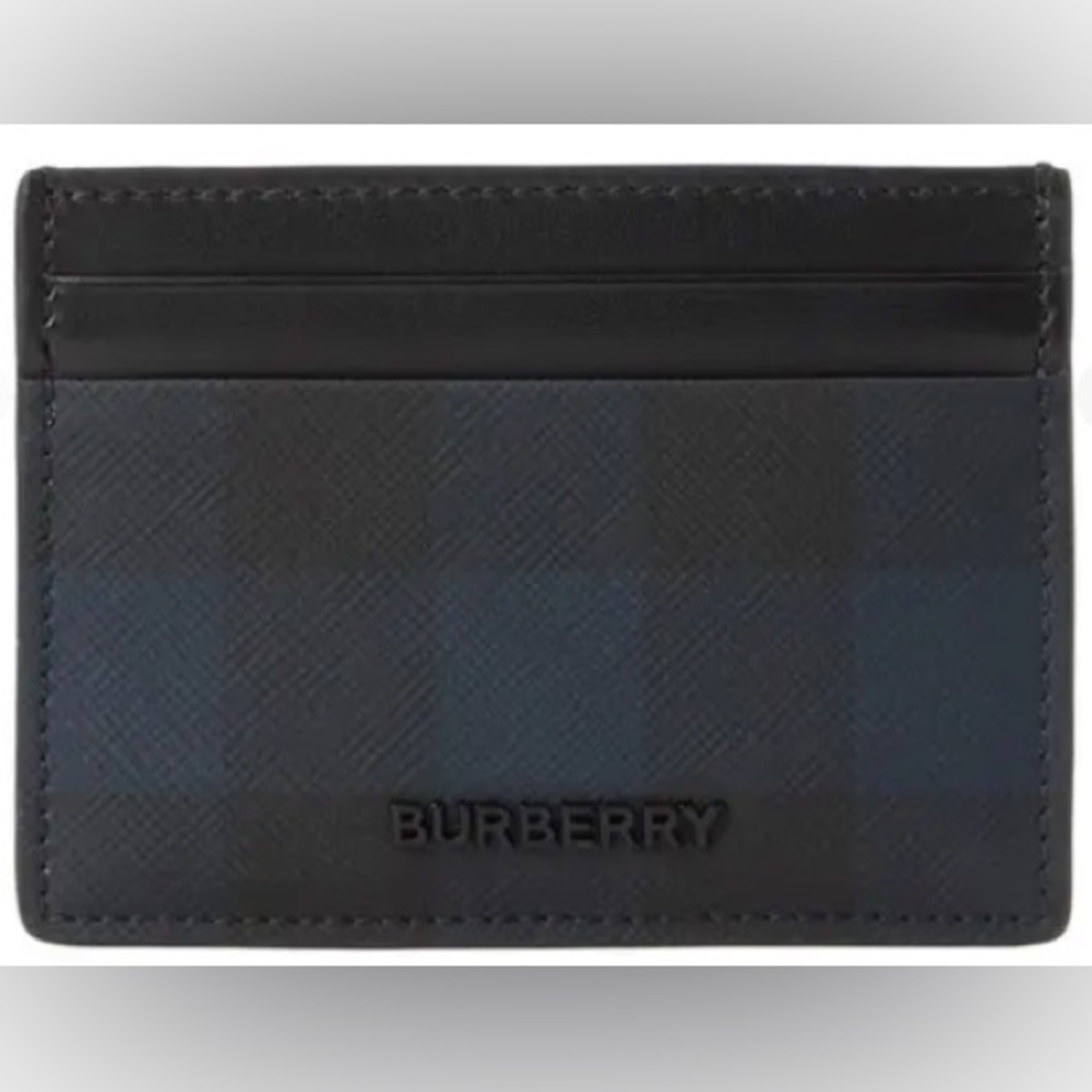 Burberry Sandon Leather Check Card Case Wallet